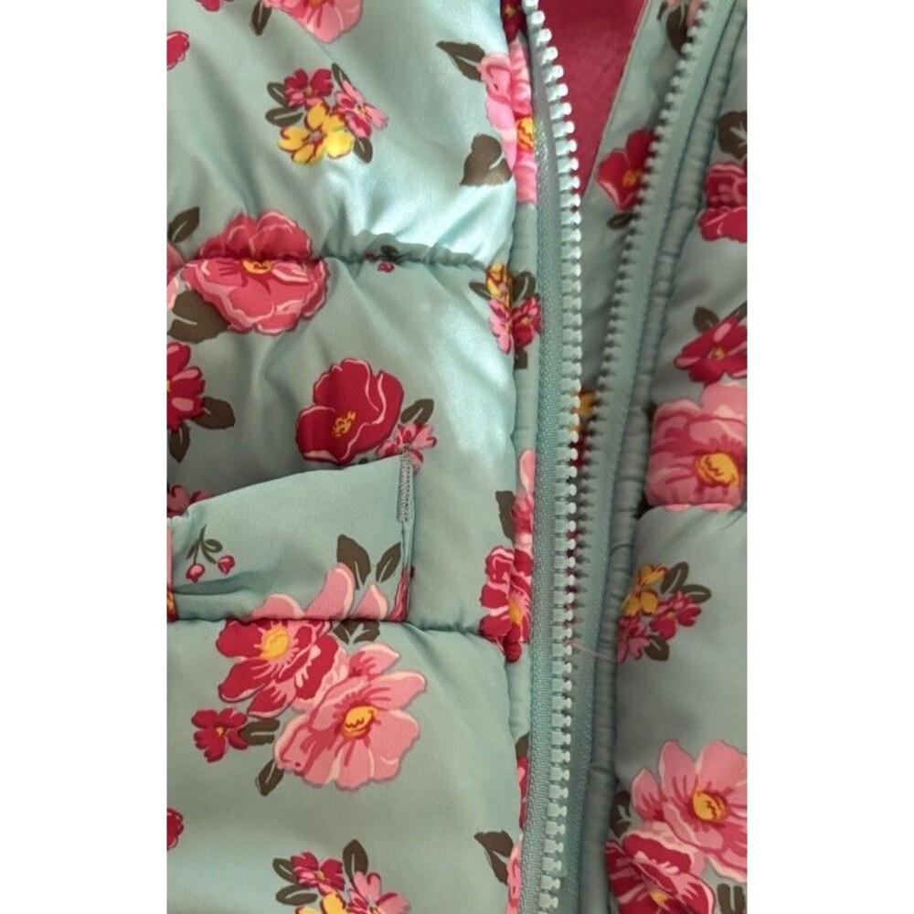 CARTERS baby Girl Toddler 18 Month Winter Puffer Fleece Warm Jacket Coat Floral - Picture 8 of 8